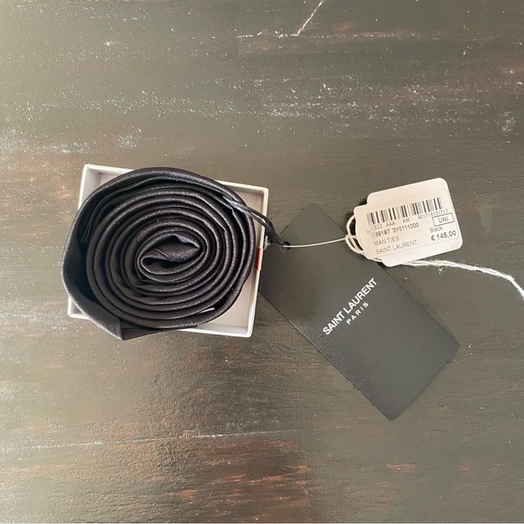 Saint Laurent: black 100% silk/ seta slim fit tie unisex BNWT - Picture 4 of 6